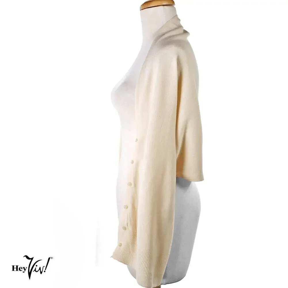 Ivory Button Shawl Shrug Wrap 60